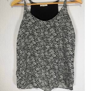 Promod Black & White Abstract Leaf Print Tank Womens Top Boho Size S/M Chic